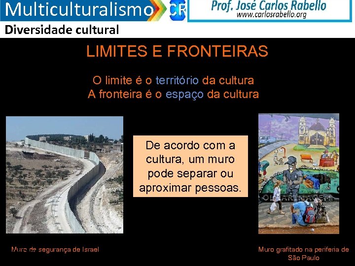 Multiculturalismo Diversidade cultural LIMITES E FRONTEIRAS O limite é o território da cultura A