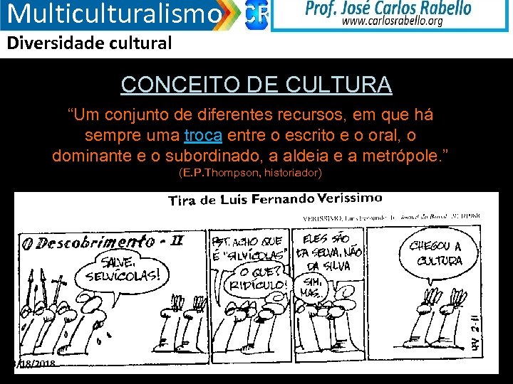 Multiculturalismo Diversidade cultural CONCEITO DE CULTURA “Um conjunto de diferentes recursos, em que há