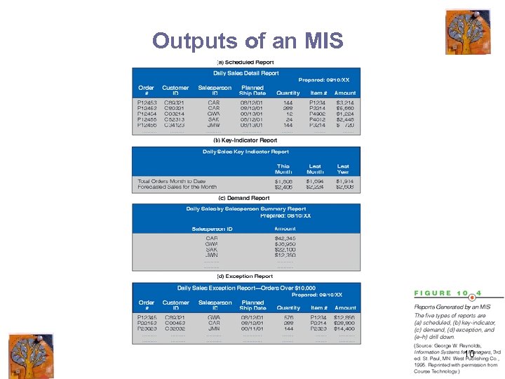 Outputs of an MIS 10 