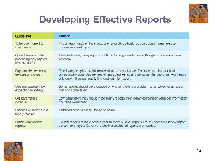 Developing Effective Reports 12 