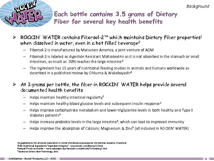 Background Each bottle contains 3. 5 grams of Dietary Fiber for several key health