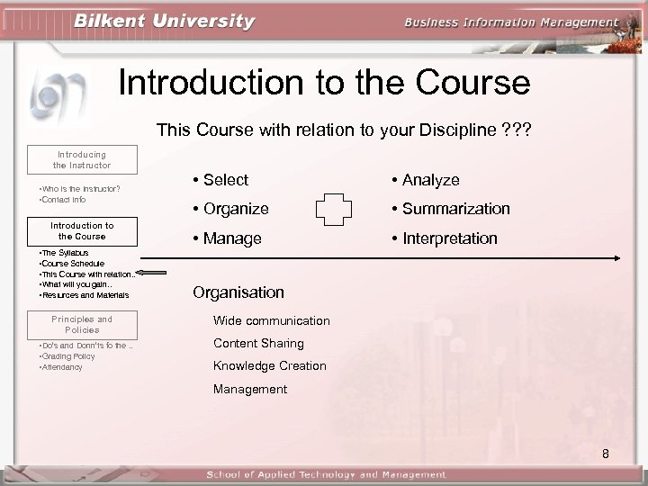 Introduction to the Course This Course with relation to your Discipline ? ? ?