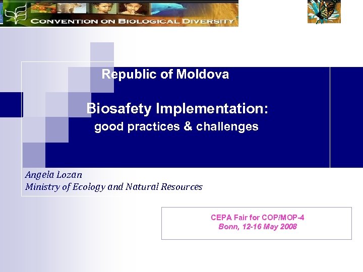 Republic of Moldova Biosafety Implementation: good practices & challenges Angela Lozan Ministry of Ecology