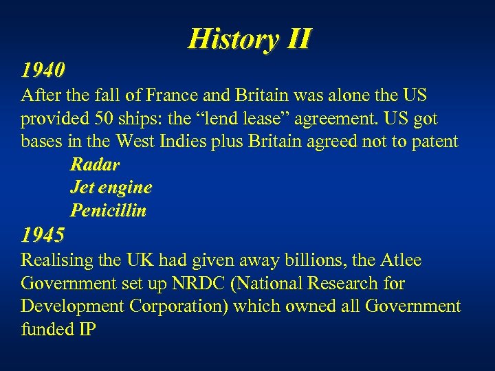 History II 1940 After the fall of France and Britain was alone the US