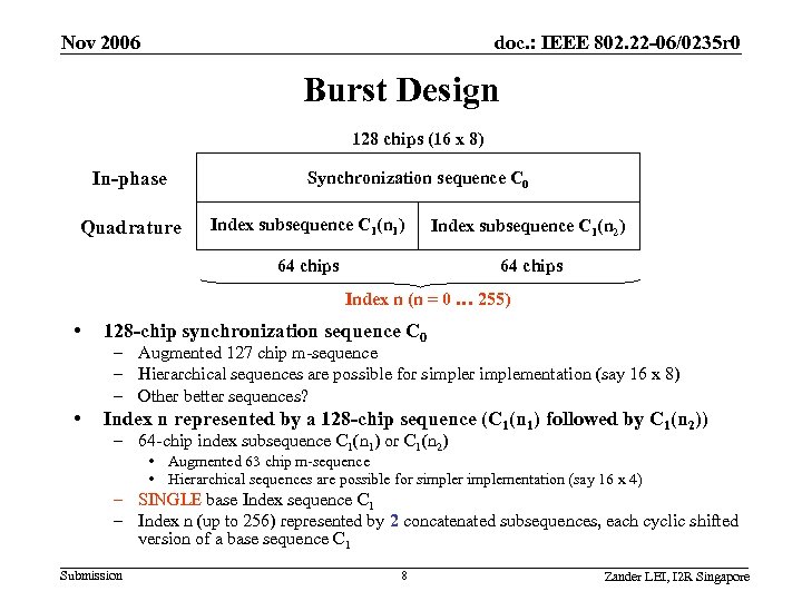 Nov 2006 doc. : IEEE 802. 22 -06/0235 r 0 Burst Design 128 chips
