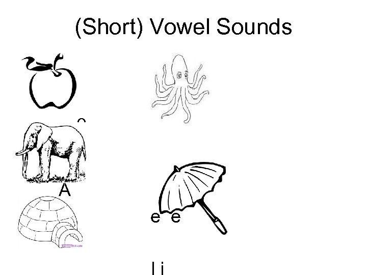 (Short) Vowel Sounds a o A e e 