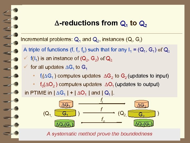  -reductions from Q 1 to Q 2 Incremental problems: Q 1 and Q
