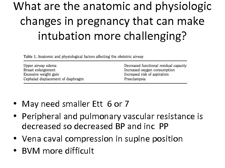 What are the anatomic and physiologic changes in pregnancy that can make intubation more
