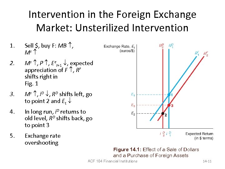 Intervention in the Foreign Exchange Market: Unsterilized Intervention 1. Sell $, buy F: MB