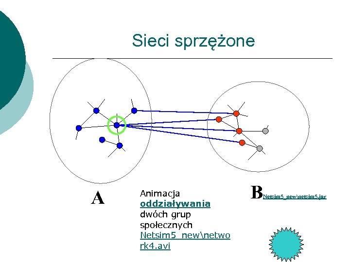  Sieci sprzężone A Animacja oddziaływania dwóch grup społecznych Netsim 5_newnetwo rk 4. avi