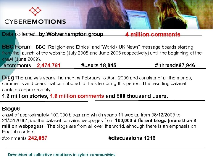 Data collected by Wolverhampton group 4 million comments BBC Forum BBC “Religion and Ethics”