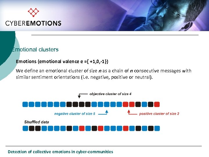 Emotional clusters Emotions (emotional valence e ={ +1, 0, -1}) We define an emotional