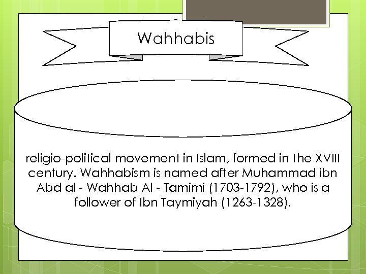 Wahhabis religio-political movement in Islam, formed in the XVIII century. Wahhabism is named after