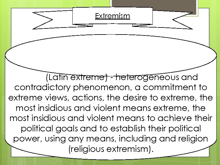Extremism (Latin extreme) - heterogeneous and contradictory phenomenon, a commitment to extreme views, actions,