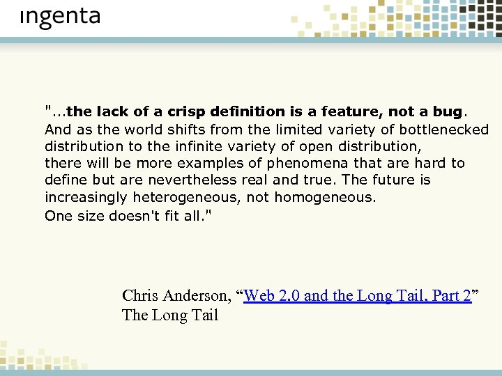 ". . . the lack of a crisp definition is a feature, not a