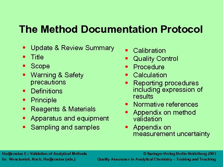 The Method Documentation Protocol § § § § § Update & Review Summary Title