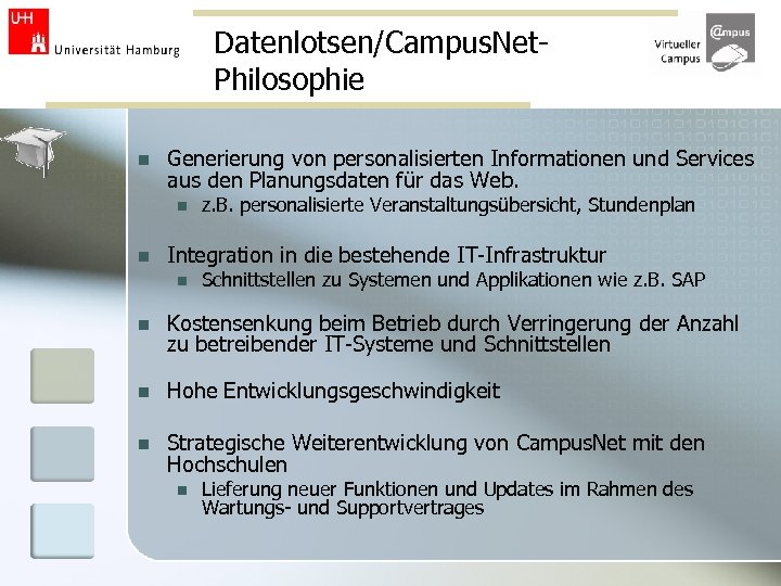 Datenlotsen/Campus. Net. Philosophie n Generierung von personalisierten Informationen und Services aus den Planungsdaten für