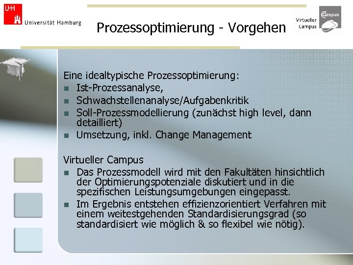 Prozessoptimierung - Vorgehen Eine idealtypische Prozessoptimierung: n Ist-Prozessanalyse, n Schwachstellenanalyse/Aufgabenkritik n Soll-Prozessmodellierung (zunächst high