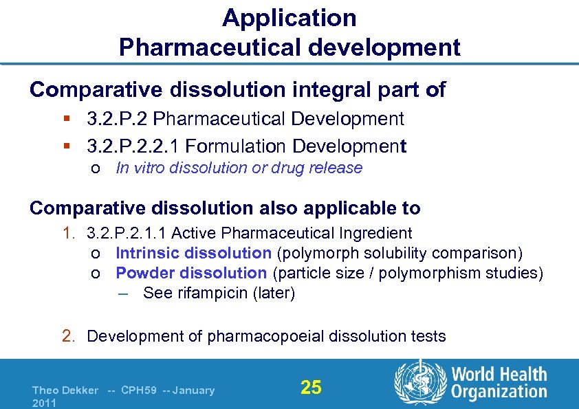 Application Pharmaceutical development Comparative dissolution integral part of § 3. 2. P. 2 Pharmaceutical