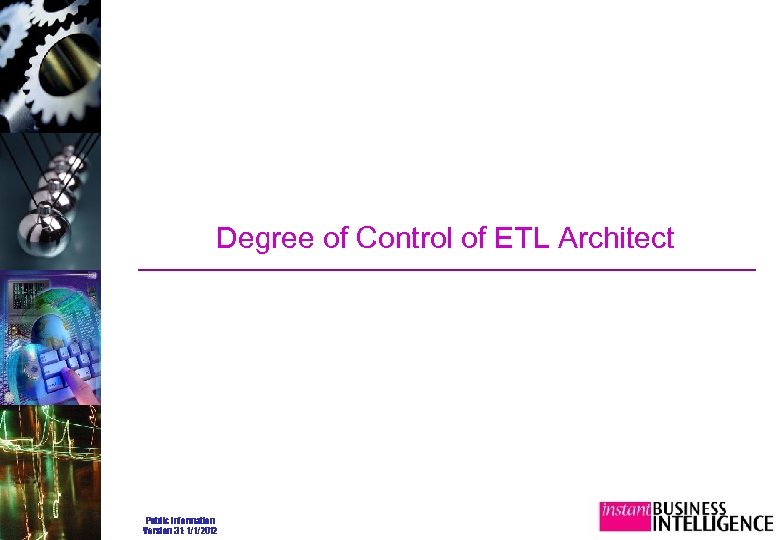 Degree of Control of ETL Architect Public Information Version 3. 1: 1/1/2012 