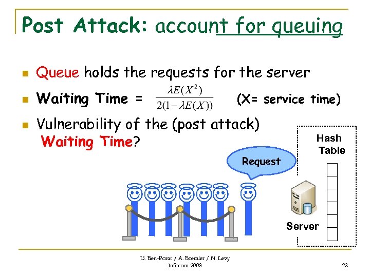 Post Attack: account for queuing n Queue holds the requests for the server n