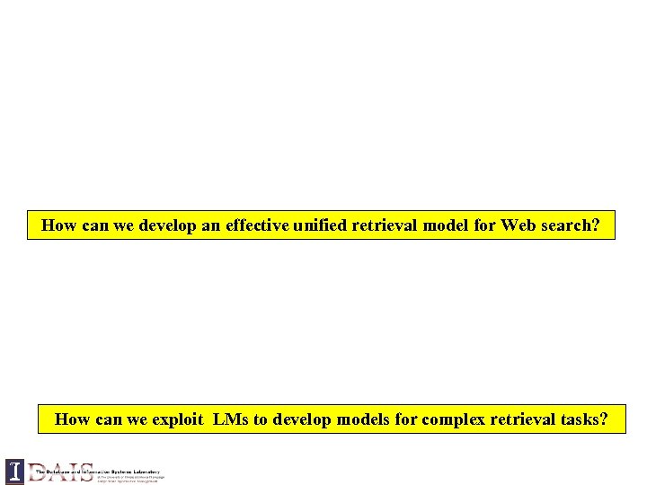 How can we develop an effective unified retrieval model for Web search? How can