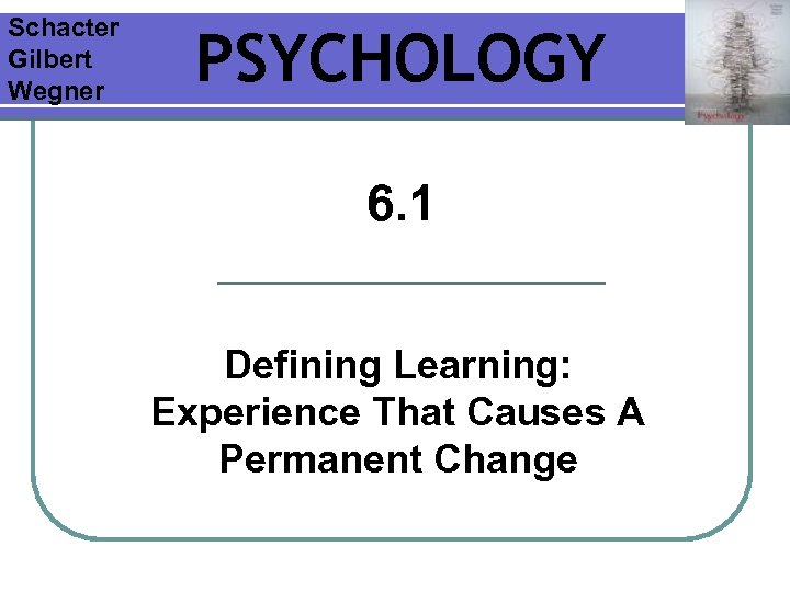 Schacter Gilbert Wegner PSYCHOLOGY 6. 1 Defining Learning: Experience That Causes A Permanent Change