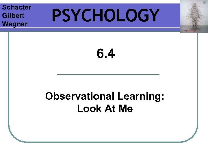 Schacter Gilbert Wegner PSYCHOLOGY 6. 4 Observational Learning: Look At Me 