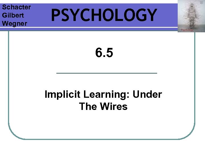 Schacter Gilbert Wegner PSYCHOLOGY 6. 5 Implicit Learning: Under The Wires 
