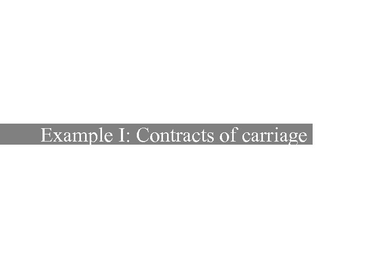  Example I: Contracts of carriage 