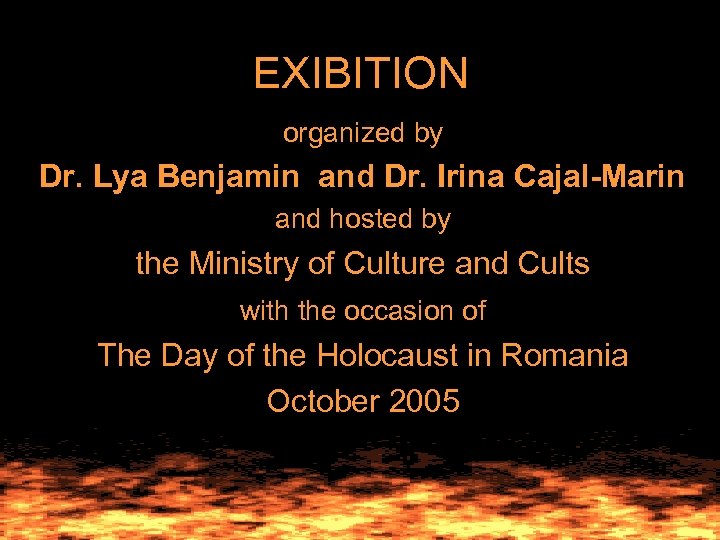 EXIBITION organized by Dr. Lya Benjamin and Dr. Irina Cajal-Marin and hosted by the