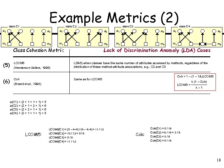 Example Metrics (2) class C 1 class C 2 class C 3 class C