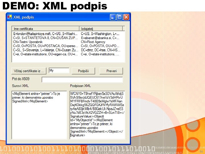 DEMO: XML podpis 58 