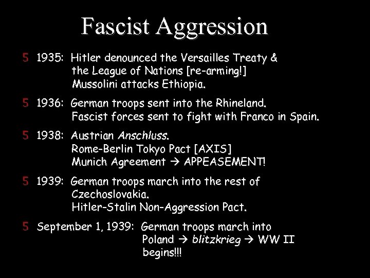 Fascist Aggression 5 1935: Hitler denounced the Versailles Treaty & the League of Nations