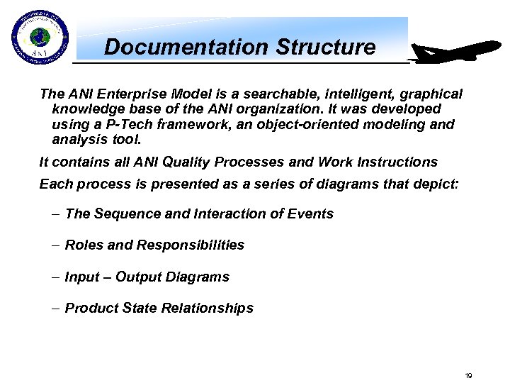 Documentation Structure The ANI Enterprise Model is a searchable, intelligent, graphical knowledge base of
