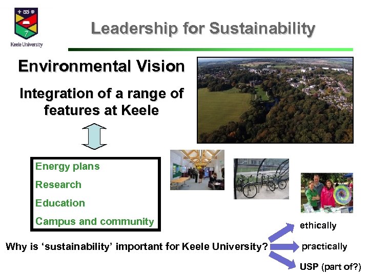 Leadership for Sustainability Environmental Vision Integration of a range of features at Keele Energy