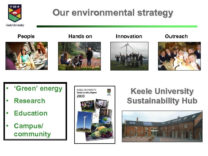 Our environmental strategy People • ‘Green’ energy • Research • Education • Campus/ community