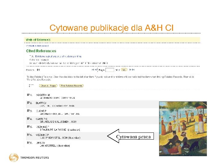 Cytowane publikacje dla A&H CI Cytowana praca 