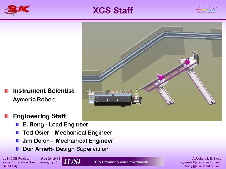 XCS Staff Instrument Scientist Aymeric Robert Engineering Staff E. Bong - Lead Engineer Ted