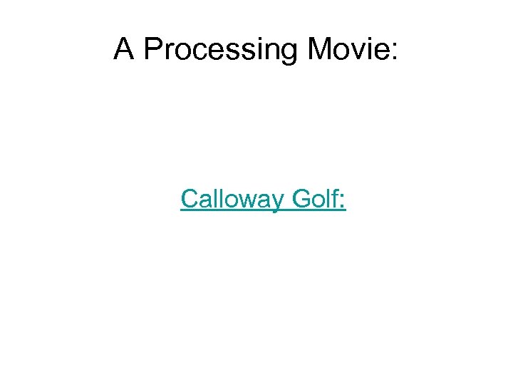 A Processing Movie: Calloway Golf: 
