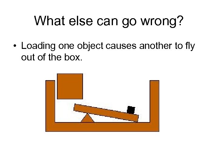 What else can go wrong? • Loading one object causes another to fly out