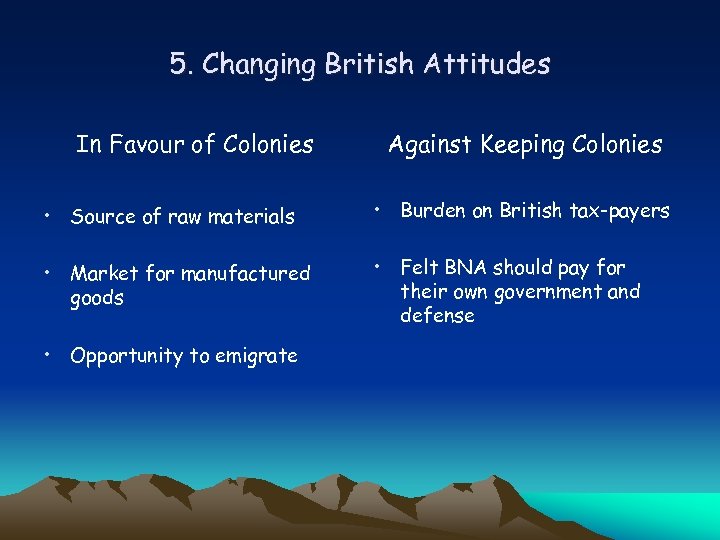 5. Changing British Attitudes In Favour of Colonies Against Keeping Colonies • Source of