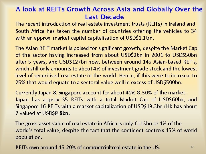 A look at REITs Growth Across Asia and Globally Over the Last Decade The