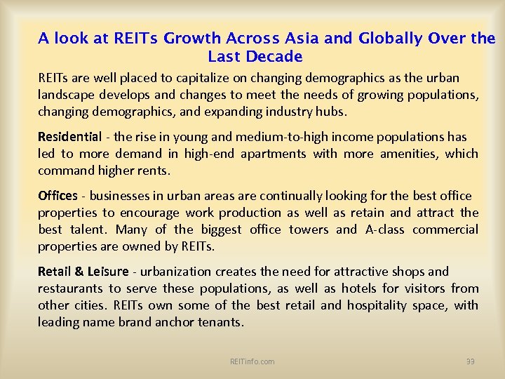 A look at REITs Growth Across Asia and Globally Over the Last Decade REITs