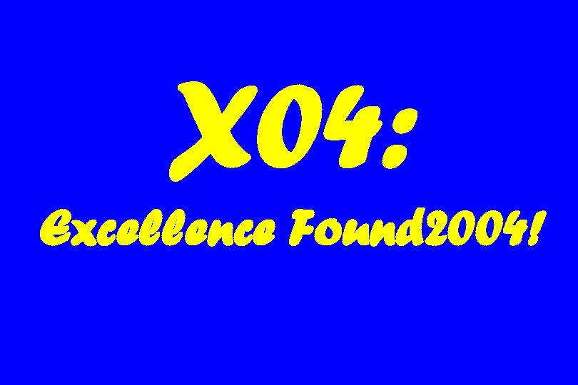 X 04: Excellence Found 2004! 