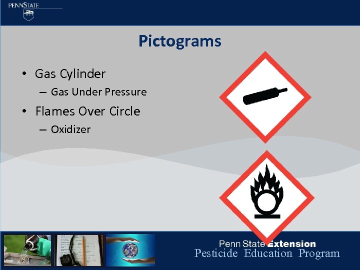 Pictograms • Gas Cylinder – Gas Under Pressure • Flames Over Circle – Oxidizer