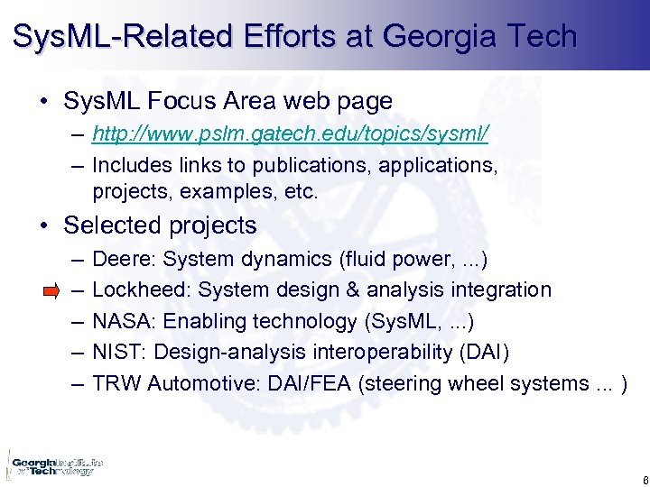 Sys. ML-Related Efforts at Georgia Tech • Sys. ML Focus Area web page –