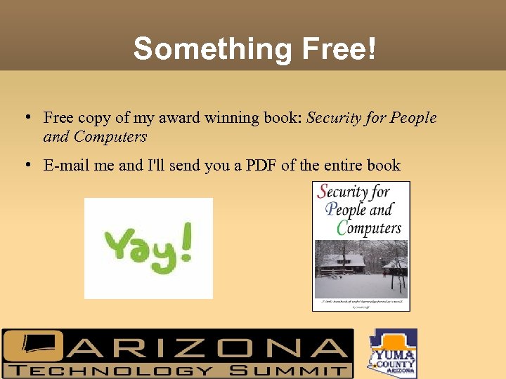 Something Free! • Free copy of my award winning book: Security for People and