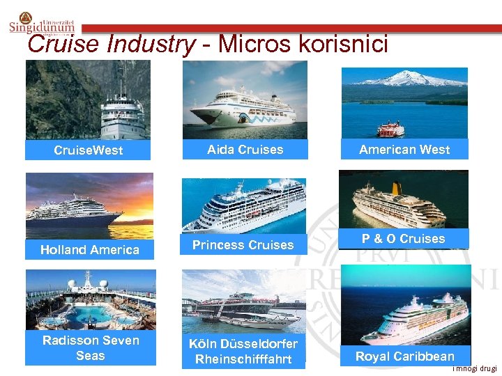 Cruise Industry - Micros korisnici Cruise. West Aida Cruises American West Holland America Princess