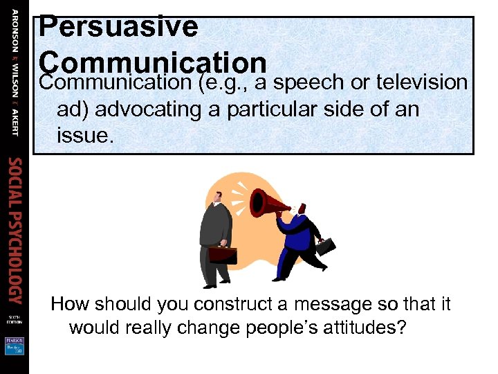 Persuasive Communication (e. g. , a speech or television ad) advocating a particular side